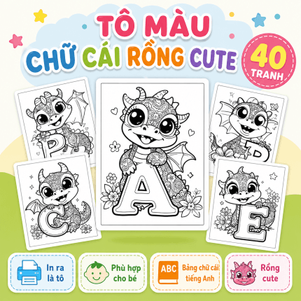 Bộ sưu tập 36+ Tranh tô màu bảng chữ cái Bé Rồng siêu đáng yêu
