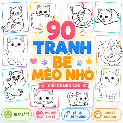90 Mẫu tranh tô màu các loài mèo đẹp, đa dạng nhất hiện nay