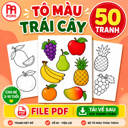 Bộ Sưu Tập 50 Tranh Tô Màu Trái Cây Ngộ Nghĩnh - Tranh Tô Màu Cho Bé Mẫu Giáo Mầm Non - Tải File PDF