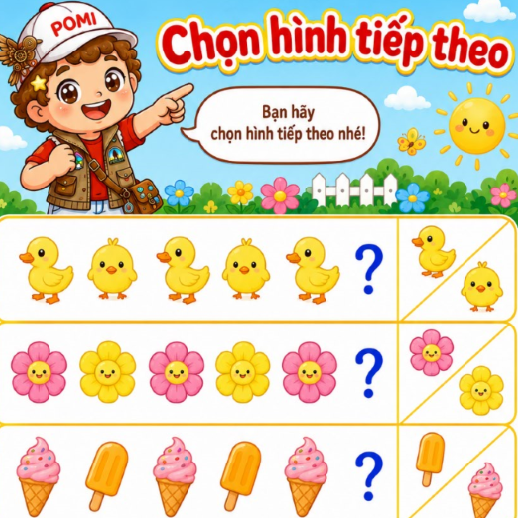 bài tập tư duy logic cho bé 4 tuổi